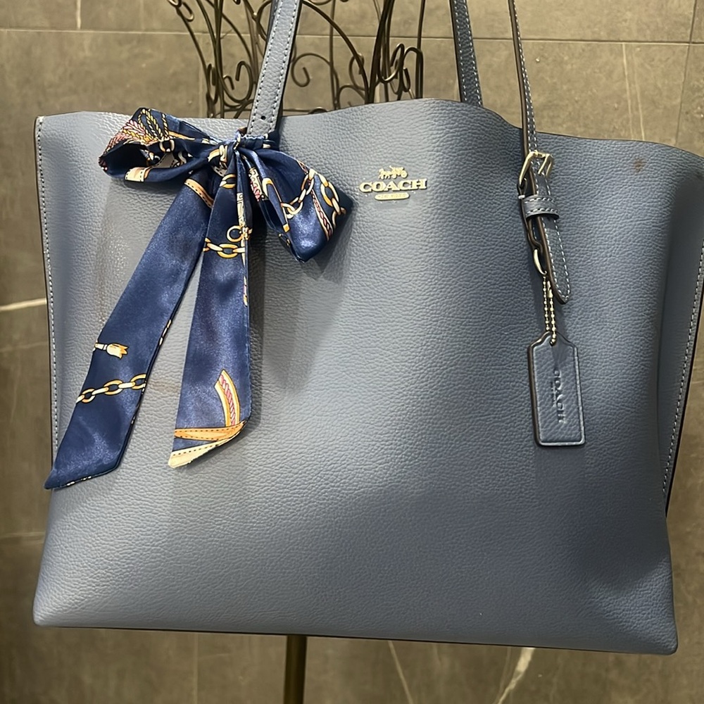 Coach Mollie Blue Tote leather Bag. Silver hardware Retail $378 style 1671 - Picture 2 of 16
